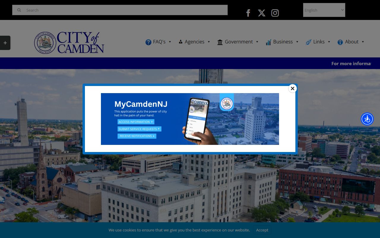 City of Camden website for birth records and city clerk services