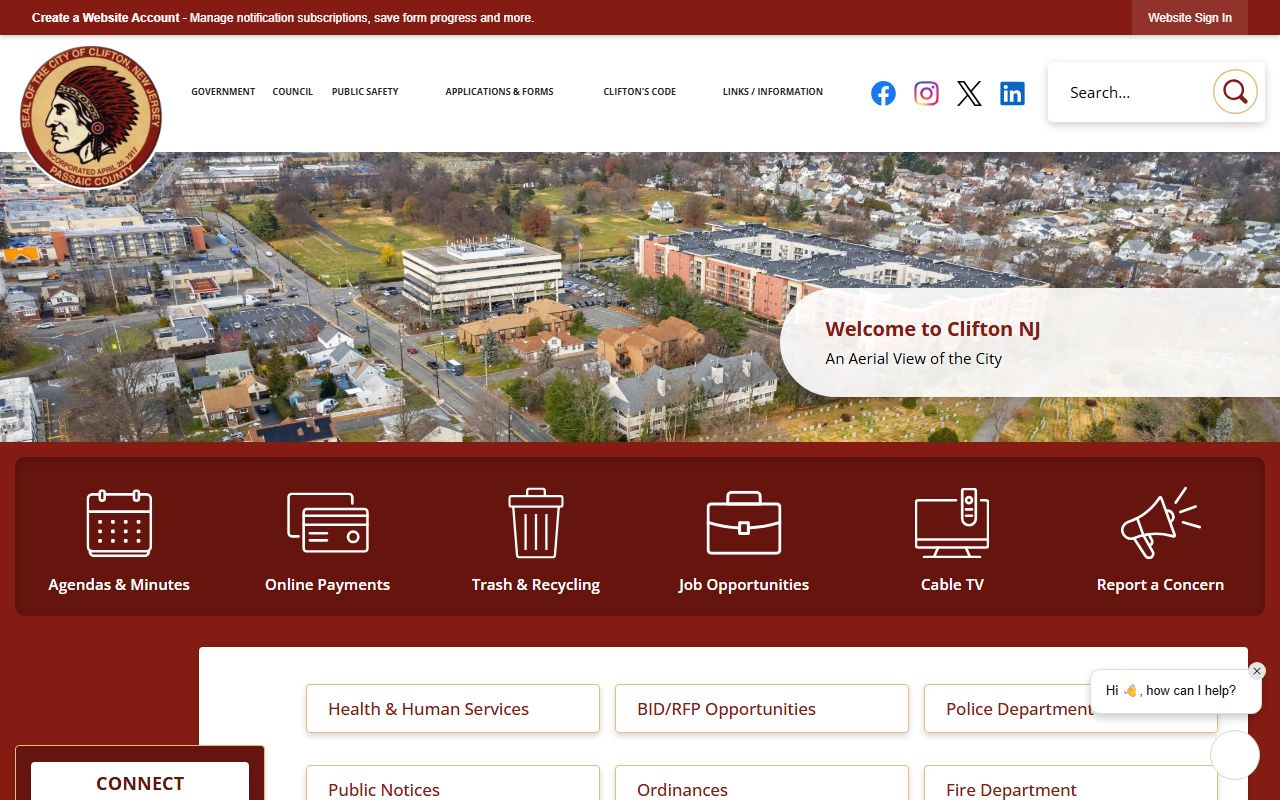 Clifton City Clerk office for birth records in Passaic County New Jersey