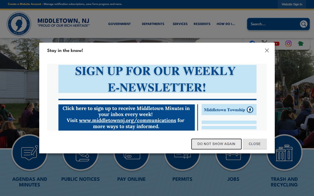 Middletown Township website for Middletown birth records in Monmouth County