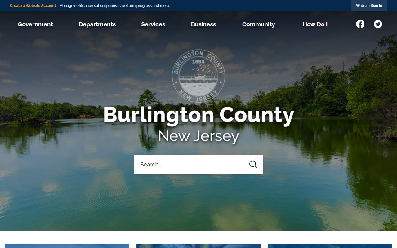 Burlington County government website for Burlington County birth records