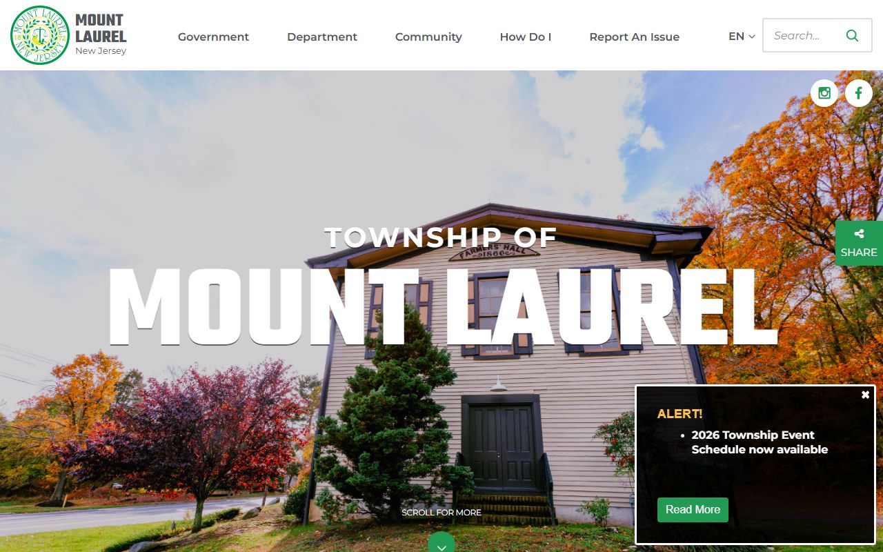 Mount Laurel Township website for Burlington County birth records