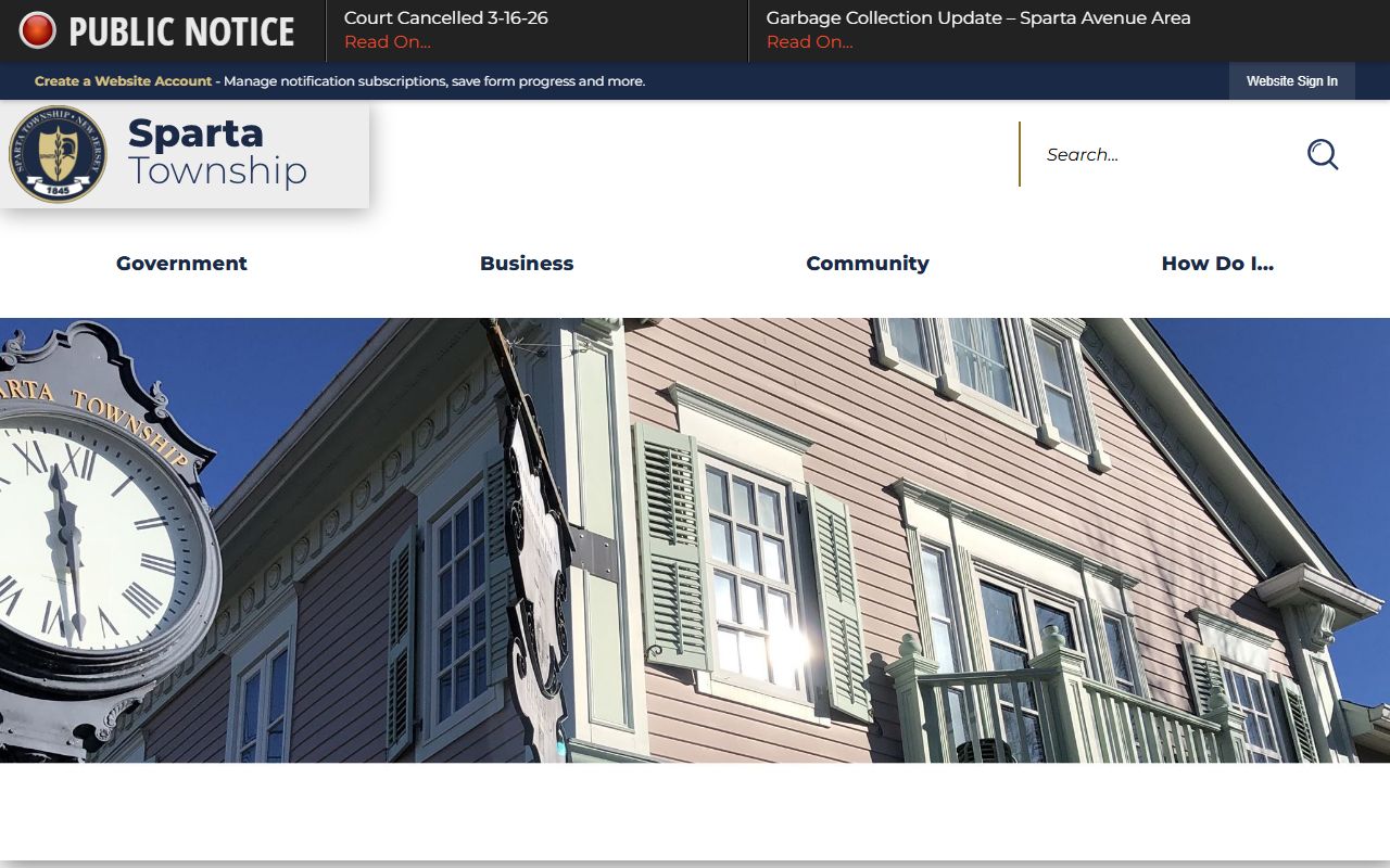 Sparta Township website for Sussex County birth records